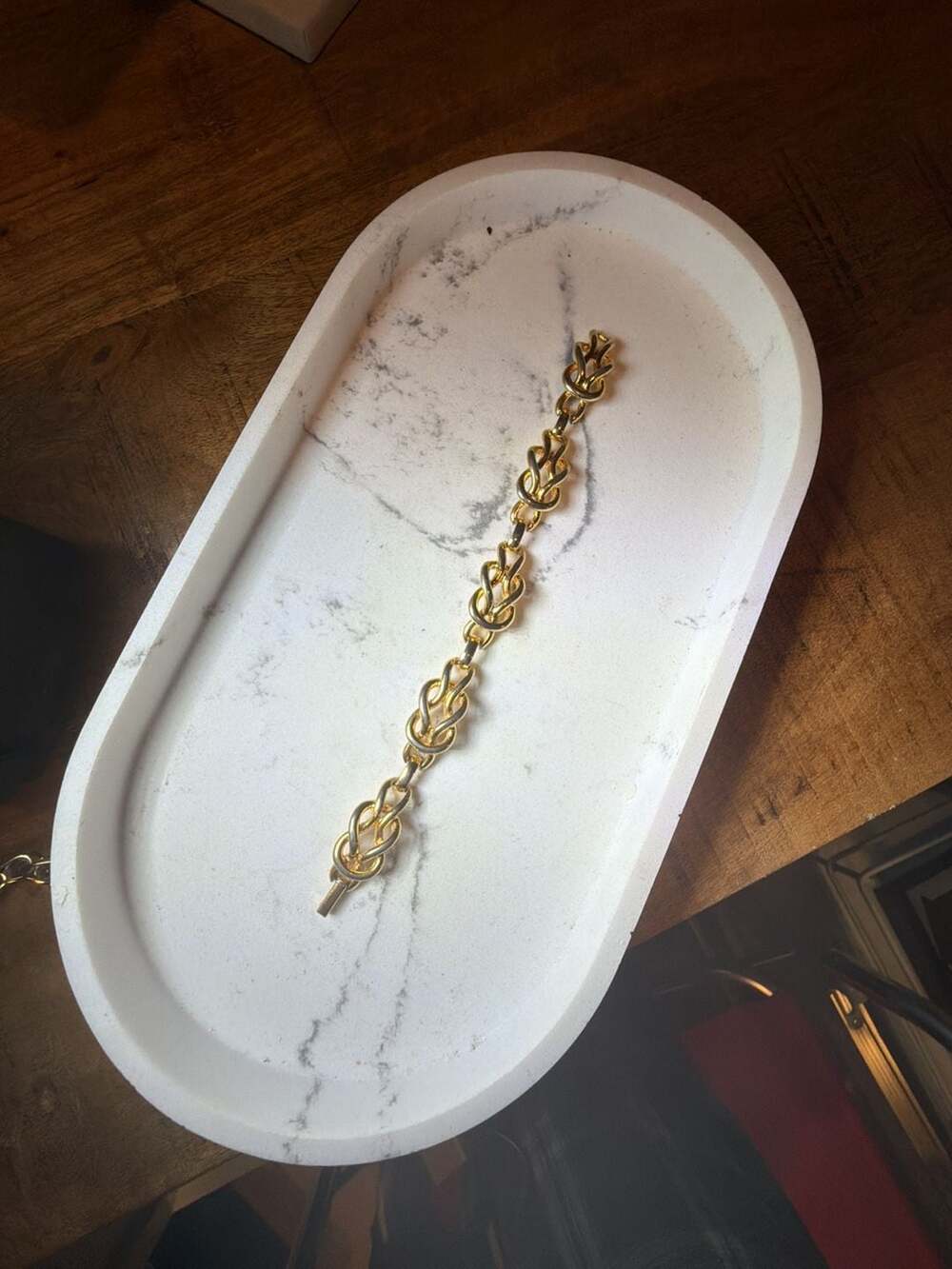 Vintage Gold Tone Chunky Pretzel Link Bracelet